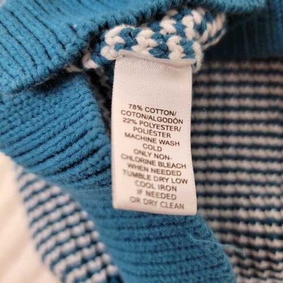 Ann Taylor Loft Teal White Knit Sweater Tank Women’s Small P Dark Academia - Picture 7 of 8